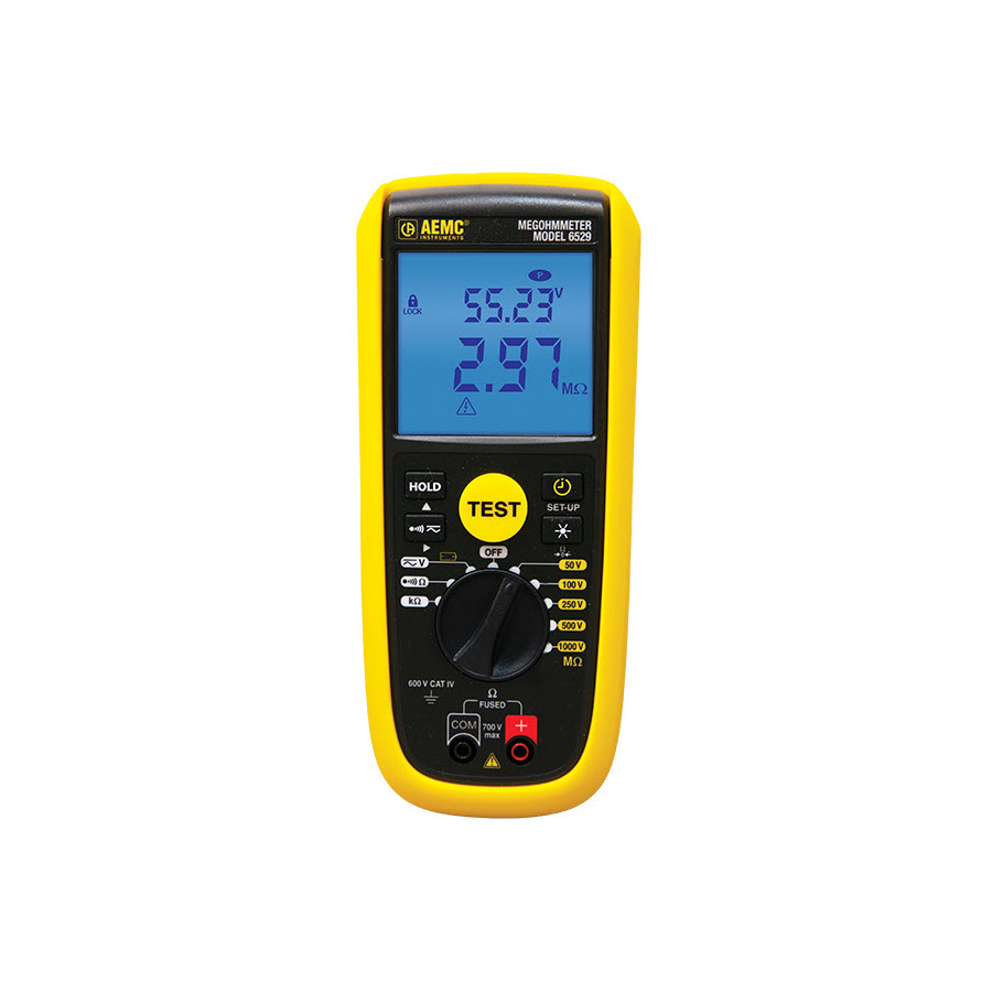 AEMC Instruments 6529 Megohmmeter, Digital, 50V to 1kV, 420kOhm, Alarm Timer, 6500 Series