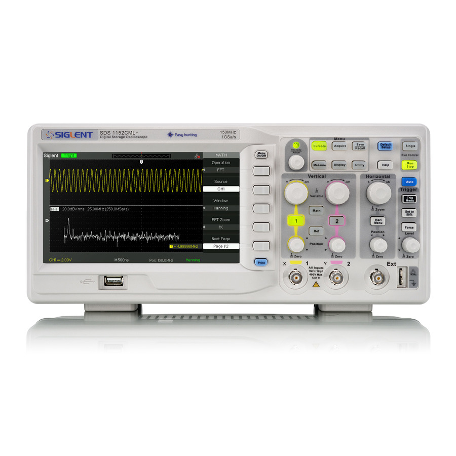 Siglent SDS1102CML+ Digital Oscilloscope, 2 CH, 100MHz, 1 GSa/s, 7" TFT-LCD, SDS1000CML+ Series