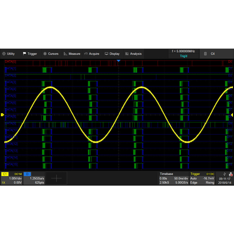 Siglent SDS-5000X-16LA MSO Function Software Option, 16CH, 500MSa/s, 14Mpts, SDS5000X Series