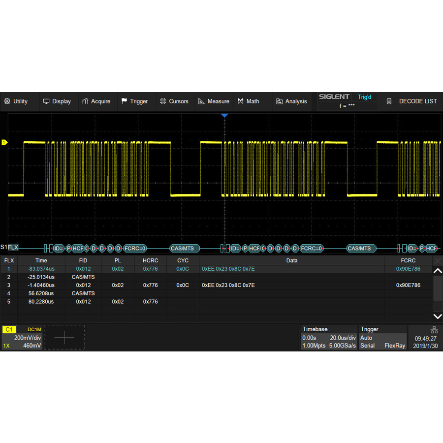 Siglent SDS-5000X-FlexRay FlexRay Trigger/Decode Oscilloscope Software Option, SDS5000X Series