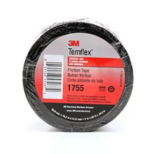 3M 1755-2X60FT Cotton Friction Tape, Black, 2