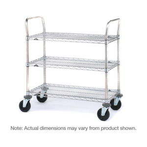 Metro 3SPN55ABR SP Series Utility Cart with 3 Brite Wire Shelves, 24 x 48 x 39