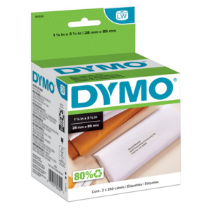  Dymo 30254 Lw Address Labels, 1-1/8 X 3-1/2, Clear