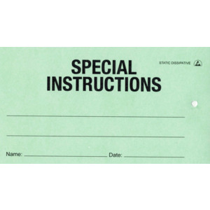 Techni-Pro 10065614 SPECIAL INSTRUCTIONS Tag Green with String