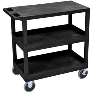 Luxor EC211HD-B Utility Cart, 32" X 18" Two Tub/One Flat Shelves ...