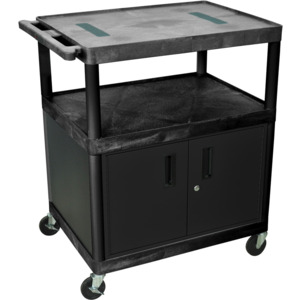 Luxor LE40C-B AV Cart, 40"H Three Shelves Cabinet | TestEquity