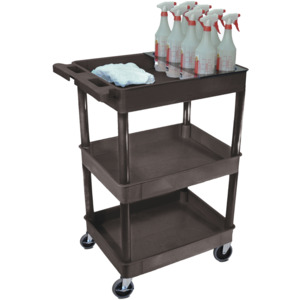 Luxor STC111H-B Utility Cart, Tub Three Shelves Bottle Holder | Techni-Tool