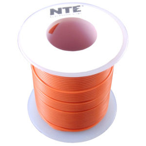 NTE Electronics WH22-03-25 Hook-Up Wire, 300V, Stranded Cond, 22 AWG,  Orange 25' Spool, WH Series