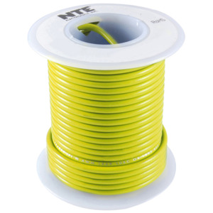 NTE Electronics WH22-04-100 Hook-Up Wire, 300V, Stranded Cond, 22 AWG,  Yellow, 100' Spool, WH Series