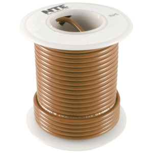 NTE Electronics WH18-01-100 Hook Up Wire 300V Stranded Type 18 Gauge, Brown  100 Feet