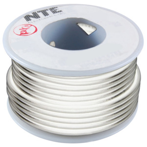 NTE Electronics WH616-09-25 Hook Up Wire 600V Stranded Type 16 Gauge, White,  25 Feet