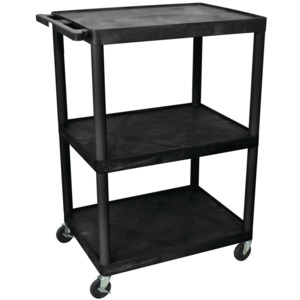 Luxor LP26E-B AV Cart - 2 Shelf, with Power Strip, 18