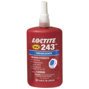Loctite 1329505 243™ Blue Threadlocker (Medium Strength and Primerless),  250 ml Bottle