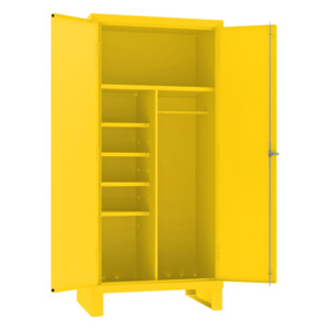 Durham Mfg 3501-HDL-50 Spill Control Cabinet, 5 Shelves, Steel, Yellow ...