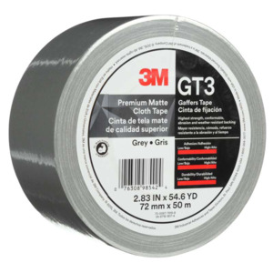 3M 7010300510 Premium Matte Cloth (Gaffers) Tape GT3, Gray, 72 mm x 50 ...