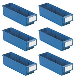 Treston Shelf Storage Bin, Red/Blue, 6 PK SBS6-3015-6