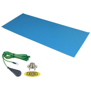 Dissipative Rubber Work Surface Mat Kit, Light Blue. 24x48