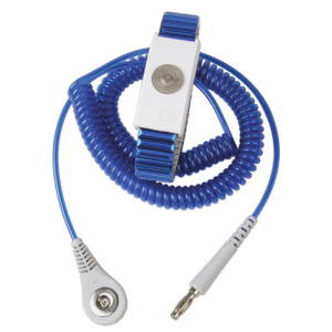 ESD Adjustable Wrist Strap w/ 10' Coil Cord (Blue, 4mm Snap)