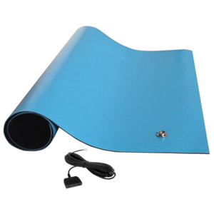 Dissipative Rubber Work Surface Mat Kit, Light Blue. 24x48