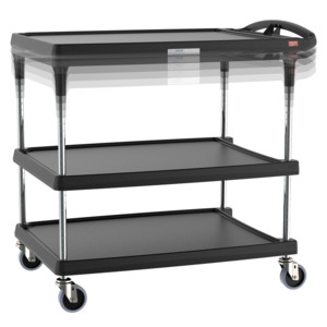 Metro myCart MY1627-34BL Black Utility Cart with Three Shelves and