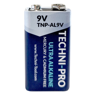 Techni-Pro 6LR61 9V Battery, Ultra Alkaline Series, Non-Rechargeable, 1/pk.